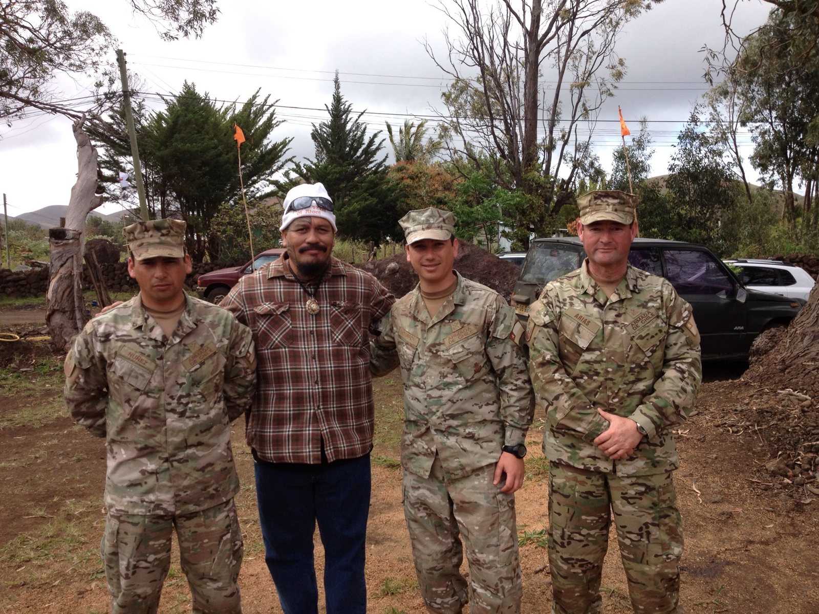 With Chilean military personnel, Hanga Roa, Rapa Nui, September 2012