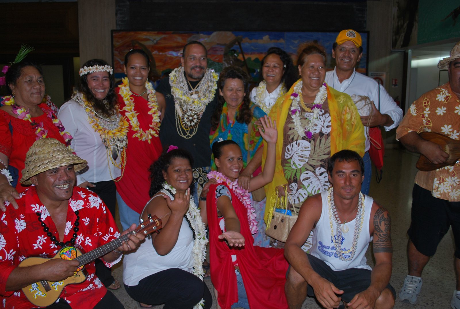 Farewell at the airport in Tahiti, 1 October 2011