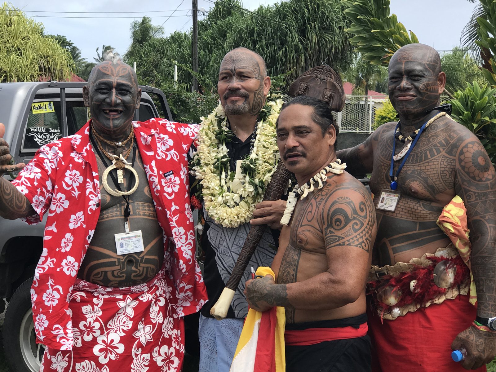 With Tahitian hosts at Mataiea, Tahiti, 26 January 2017